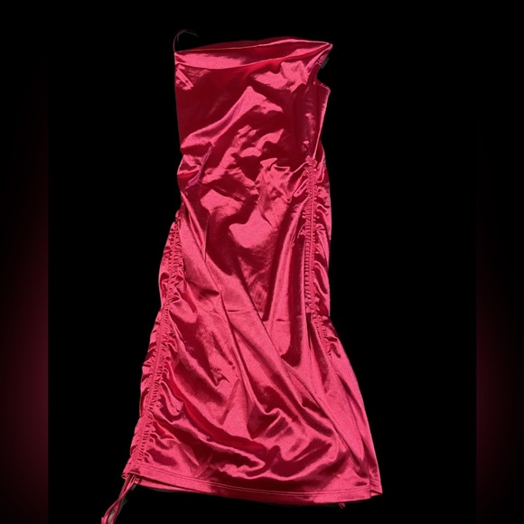 Hot Pink Satin-Type BodyCon Dress - Picture 1 of 2